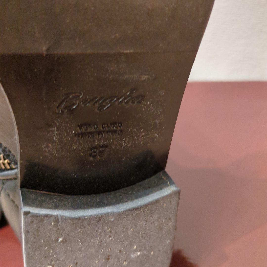 carnet ブラックレザーキルティングロングブーツ 37/24cm