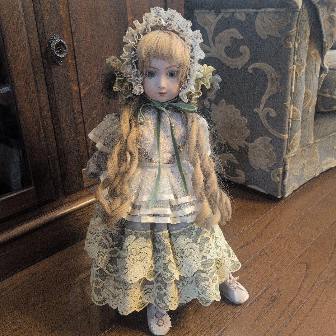 IMSCO イムスコ ビスクドール 55cm アンティーク調 スタンド付　人毛