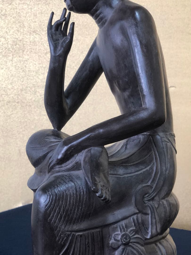 《R》仏像 弥勒菩薩半跏思惟像 木彫 高さ約54㎝ 260203く4