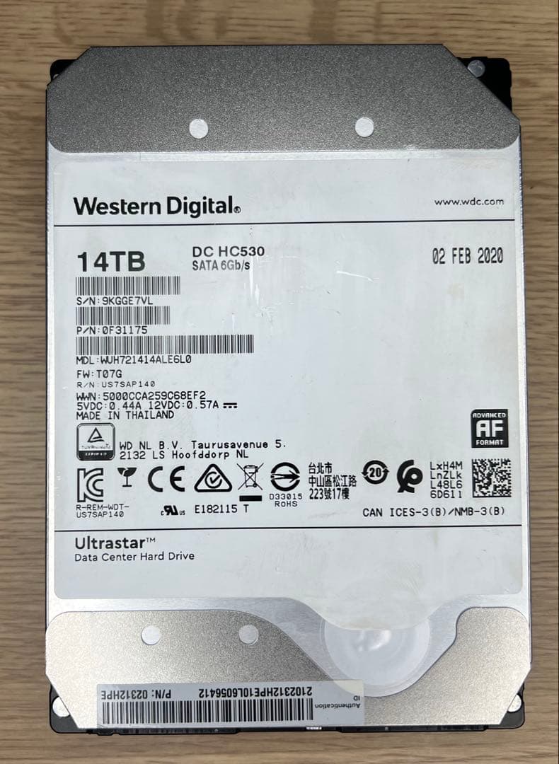 [2個セット28TB]大容量HDD WD 14TB HC530 3.5インチ