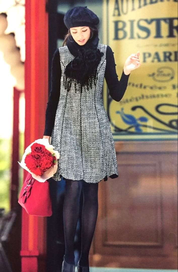 未使用☆エムズグレイシーワンピース 38 ニット ツィード スカラップ カタログ