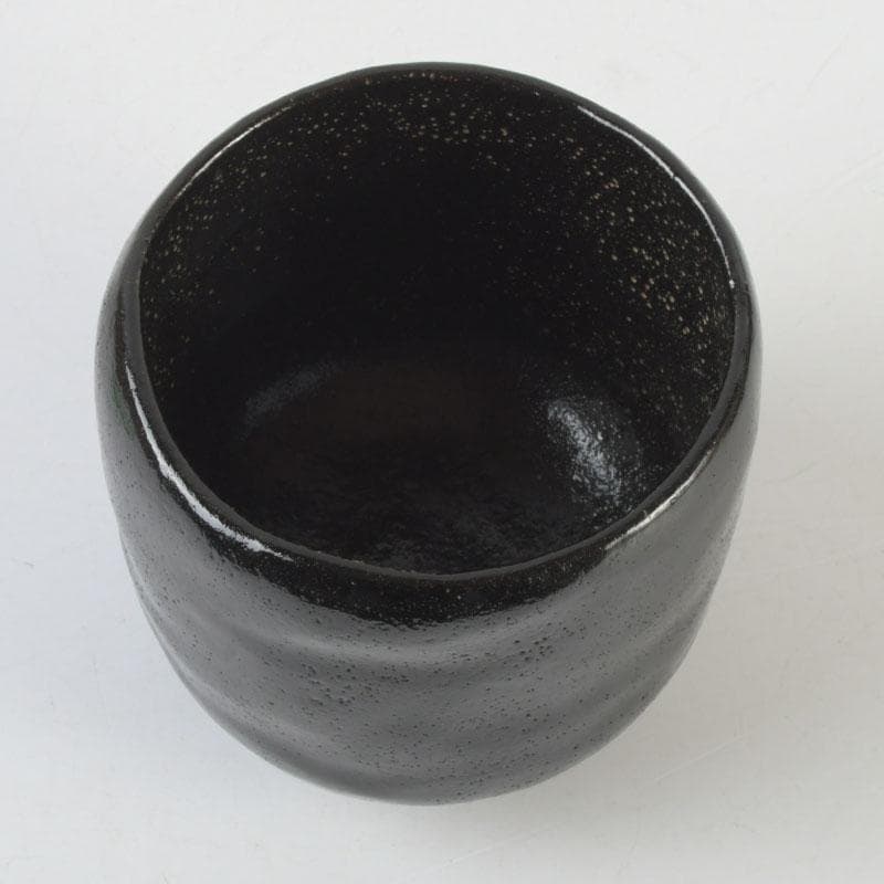 茶道具　伊東陶山造　黒楽筒茶碗　共布共箱　V　9847