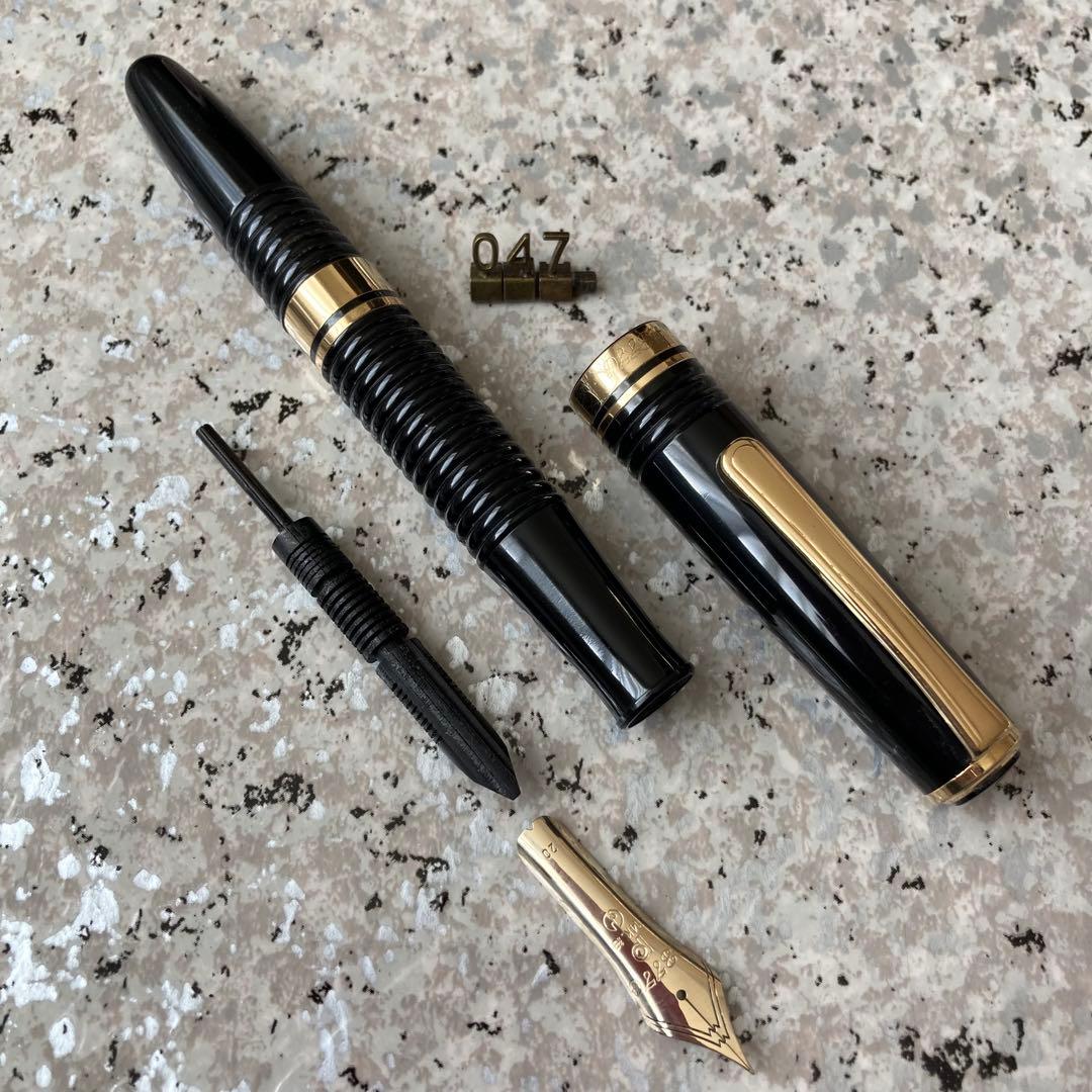#047 オーバーホール済み 万年筆 PLATINUM ギャザード 14k