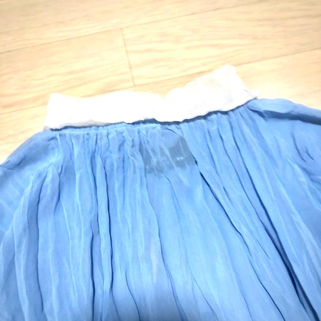 トリココムデギャルソン　プリーツ加工ワンピース　シフォンジョーゼット　バイカラー