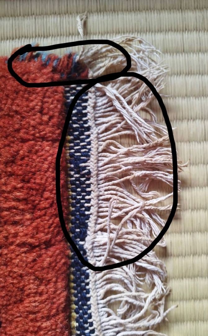 ギャッベラグ 手織りギャべ ペルシャ絨毯 中古品 汚れあり