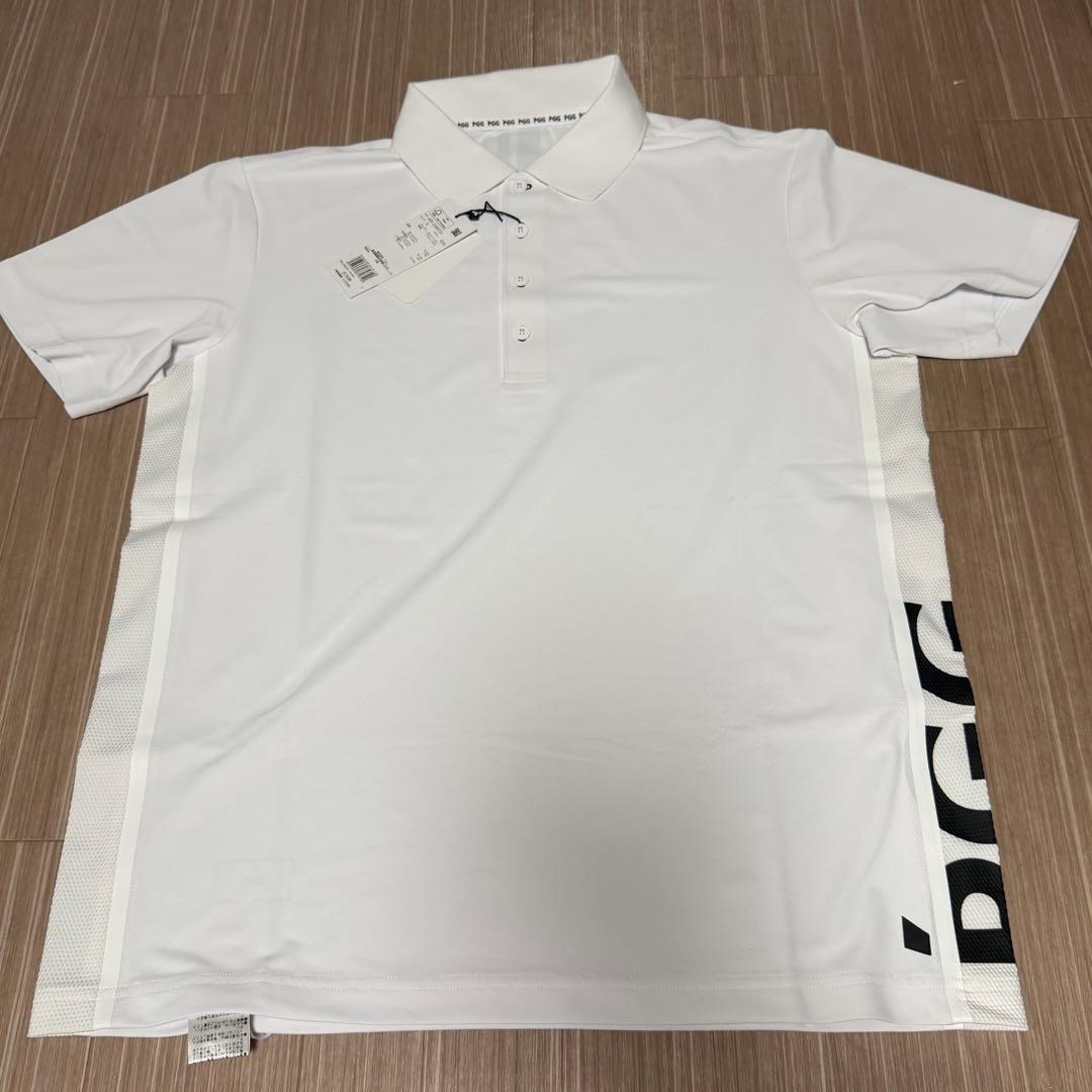 新品タグ付き　PGG ロゴ入り ホワイトポロシャツ　サイズL
