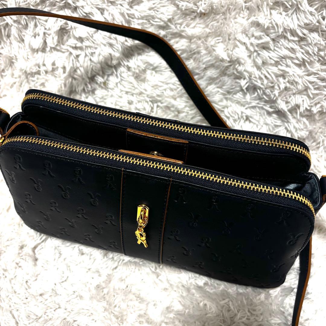 極美品 ロベルタディカメリーノ ミヌエット ショルダーバッグ グレースネイビー