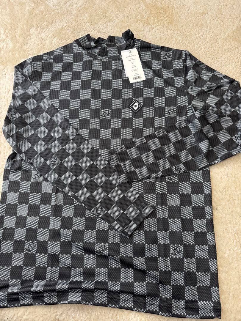 新品未使用　V12 長袖モックネック ブロックチェック柄　 XL