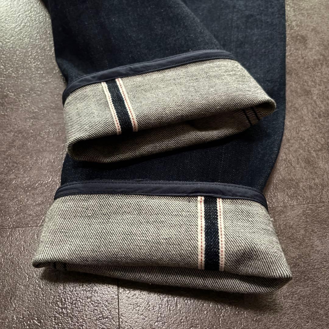 美品 ヤヌーク プレミアム NEIL スリムテーパード デニム 赤耳 ストレッチ