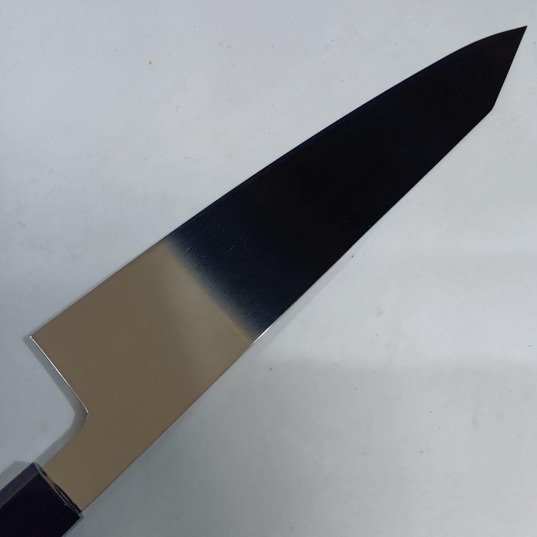 本焼 Ｖ金10号鋼 切付 牛刀 27cm ９寸 包丁 右片刃 鏡面 黒檀八角柄