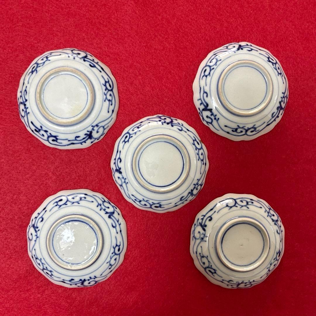 古伊万里　金彩　菊型　豆皿　小皿 5客