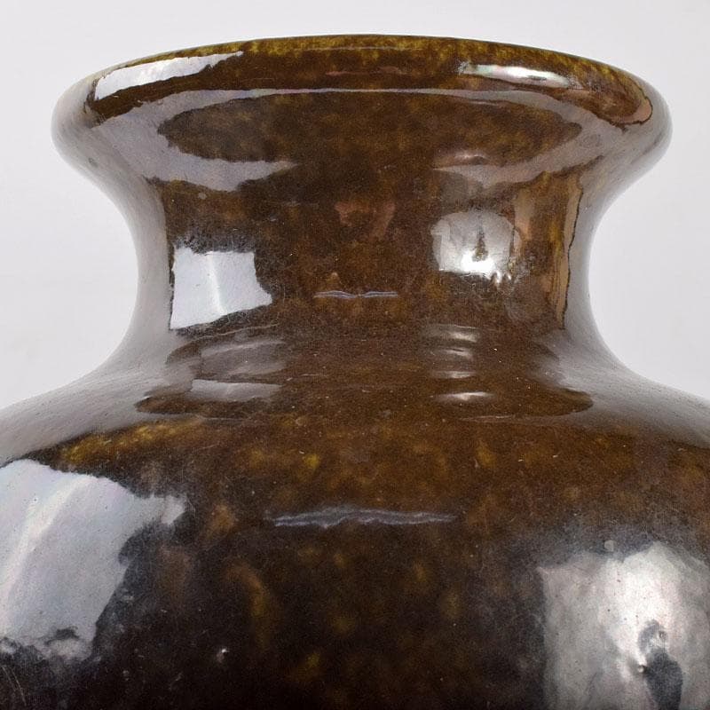 中国　雍正年製款　茶葉末釉　窯変瓶　唐木台・時代箱付　G　R4191B