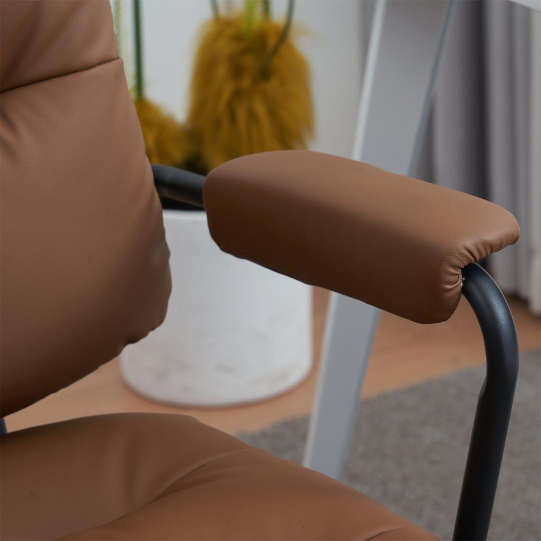 ブラウン デスクチェア 在宅ワーク オフィスチェア 3Dソフトパッド 疲れにくい