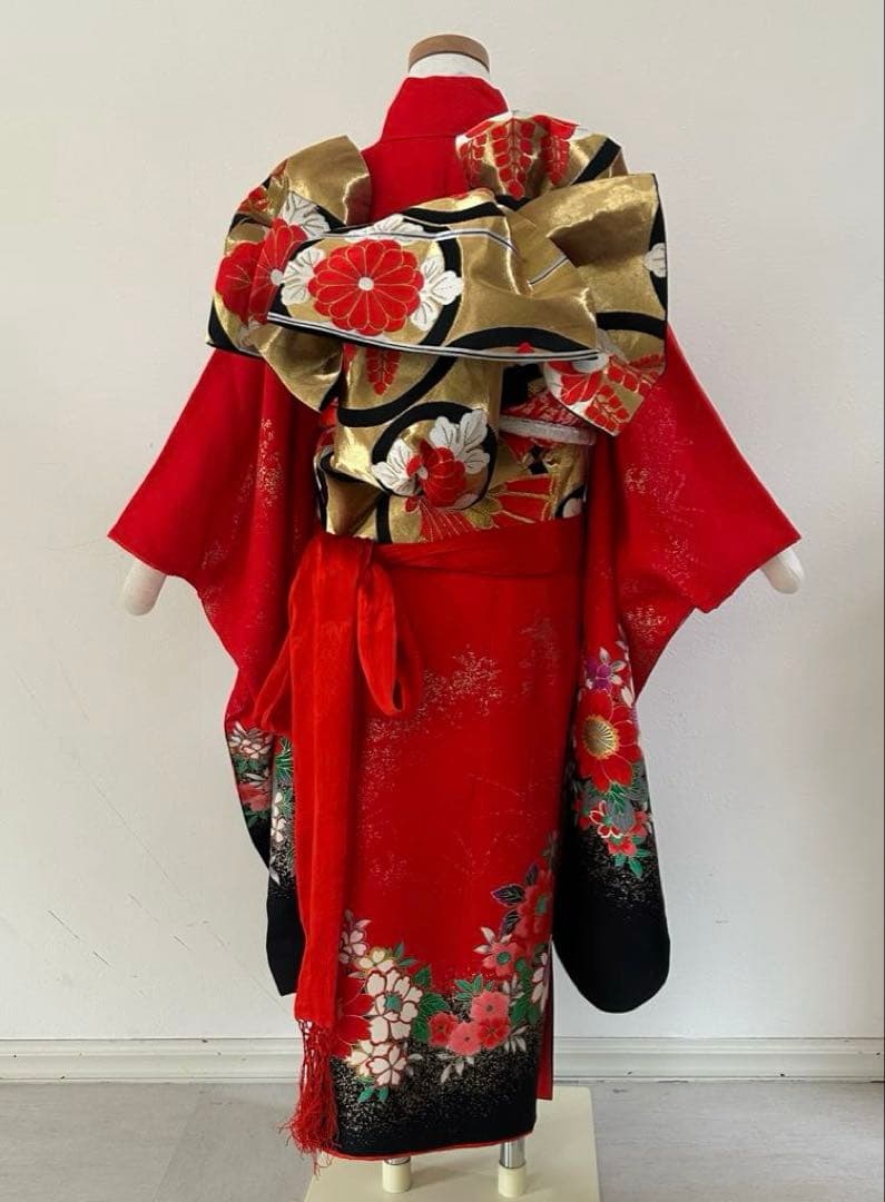 7歳　七五三　正絹着物　古典柄　帯　帯揚げ　帯締め　しごきセット