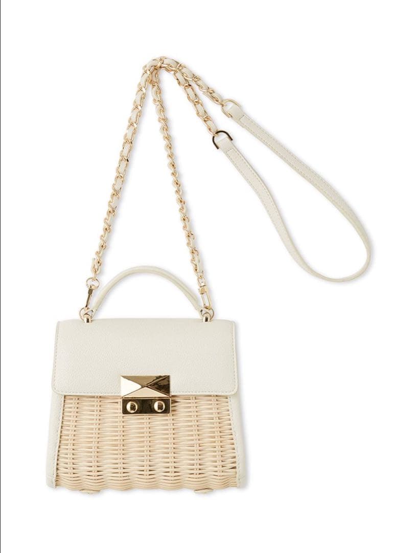 【限定値下げ】celford ラタンミックスミニバッグ　白