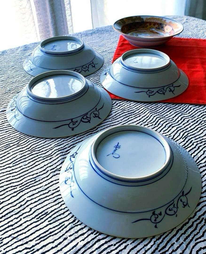 有田焼　伝統工芸士　緒方松右衛門作　金彩深皿5客未使用美品16×3.8大幅値下げ