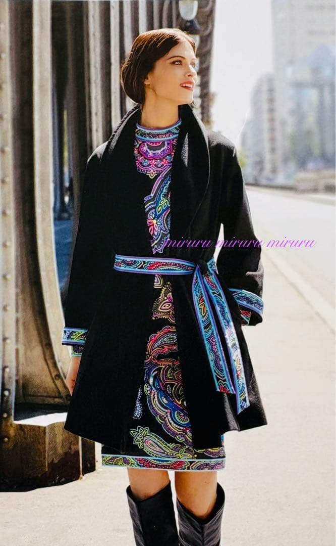 週末お値下★カタログ掲載★LEONARD★ ウールペイズリー柄ワンピース40