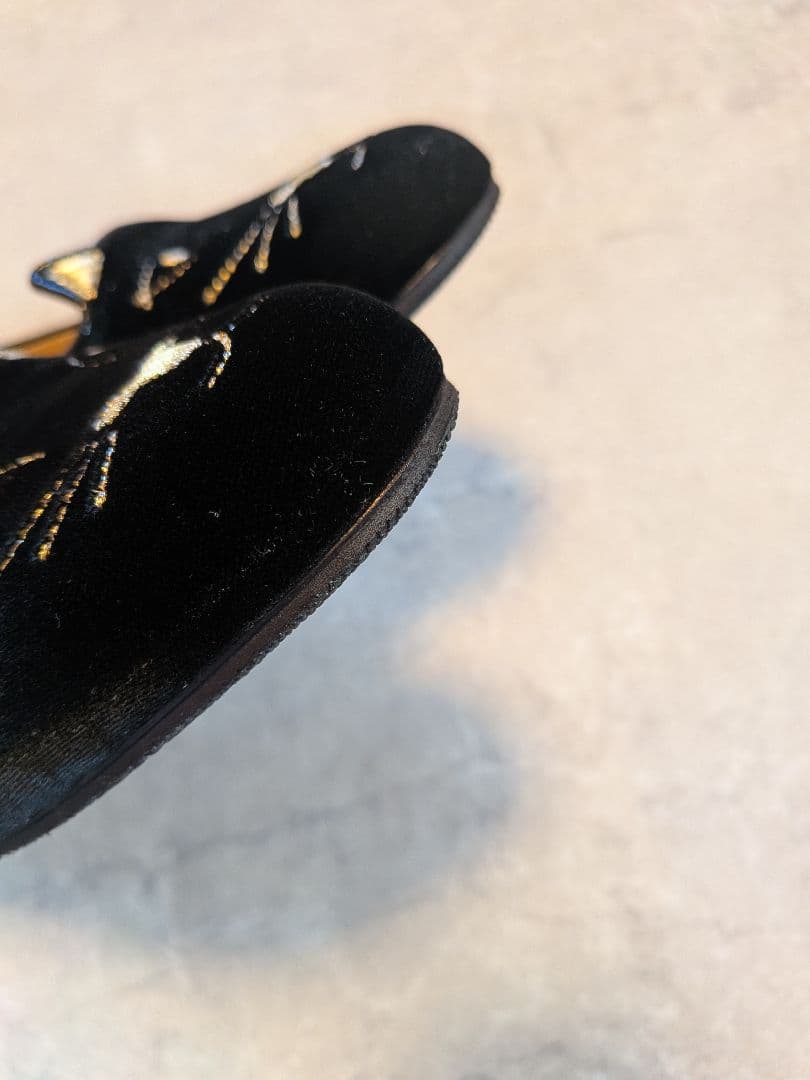 シャルロットオリンピア　ベロア　猫モチーフ　刺繍　フラットシューズ　38