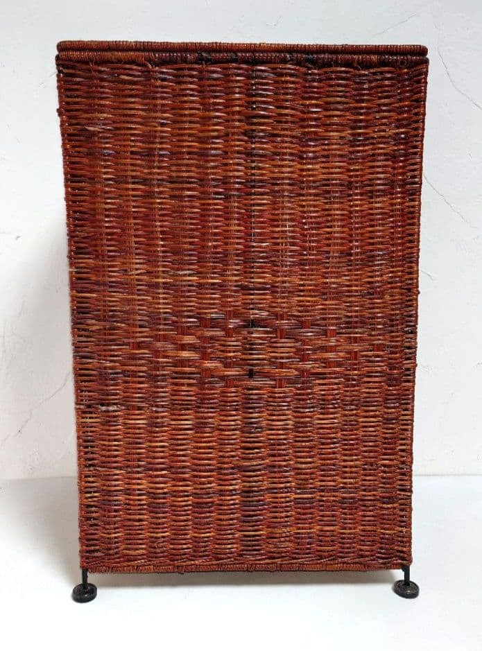 木製ラタン バスケット カゴ 籠 かご アンティーク 籐 アジアンBOX箱 収納