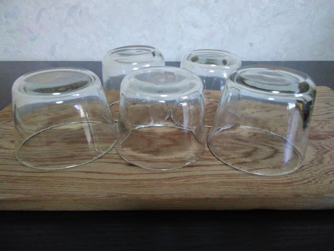 レトロ　気泡ガラス製　お猪口　酒器　グラス　明治　大正