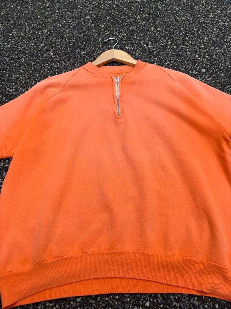 50s 60s ヴィンテージ 半袖スウェットフェード 片爪ジップ 希少 オレンジ