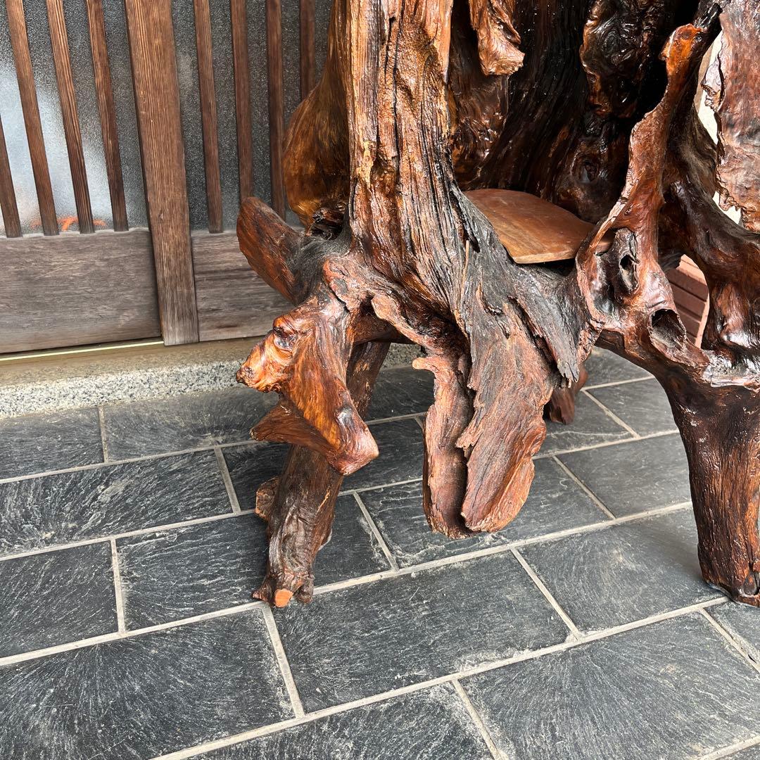 置物　切り株　オブジェ　玄関　床の間　昭和レトロ　古民家　盆栽台　花台　木の根