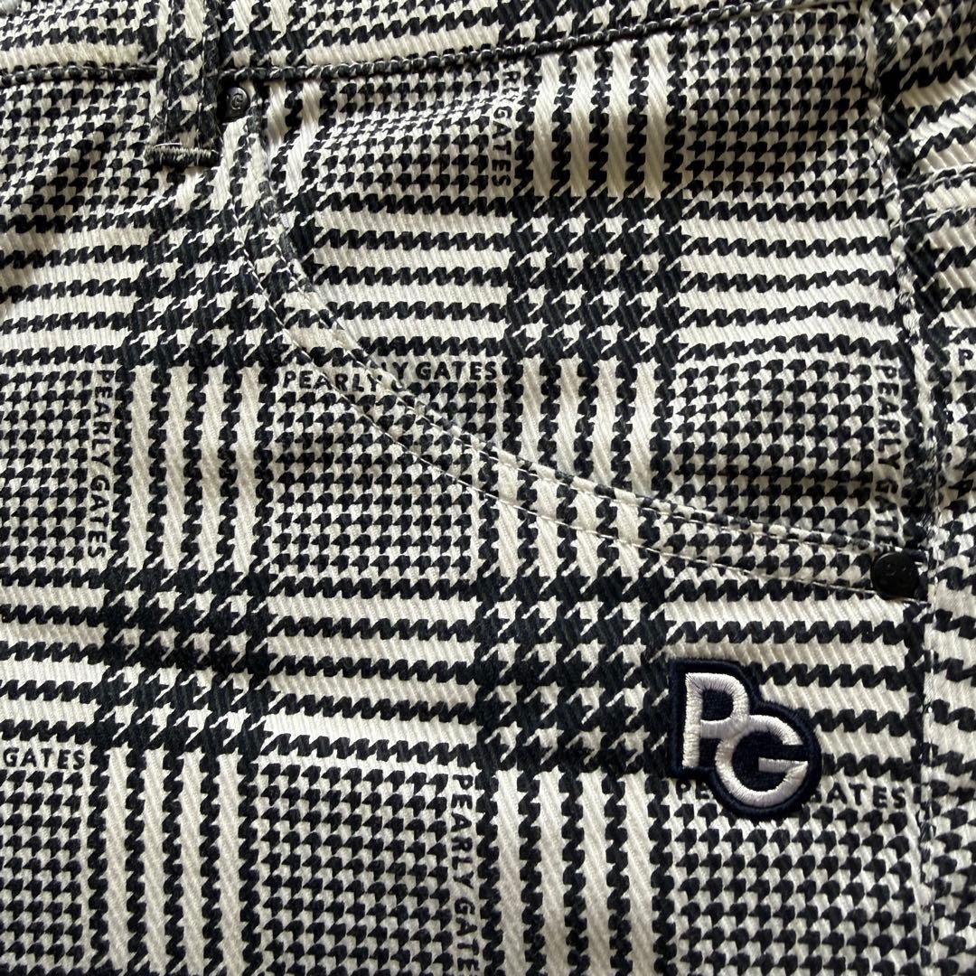 現行モデル　パーリーゲイツ　パンツ　L〜XL相当 チェック　黒　白　コットン素材