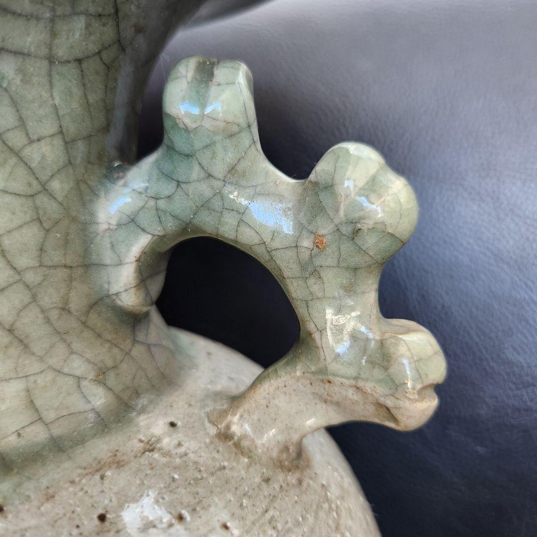 美術品 大堀 相馬焼 松永窯 耳付き花瓶(特大)