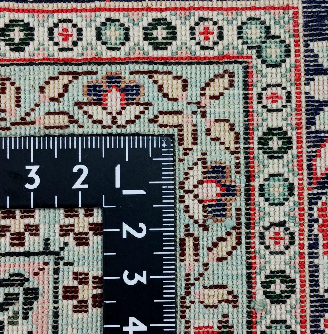 Y3103-2 トルコ製 トルコ絨毯 手織り シルク 91×61㎝ ラグ マット