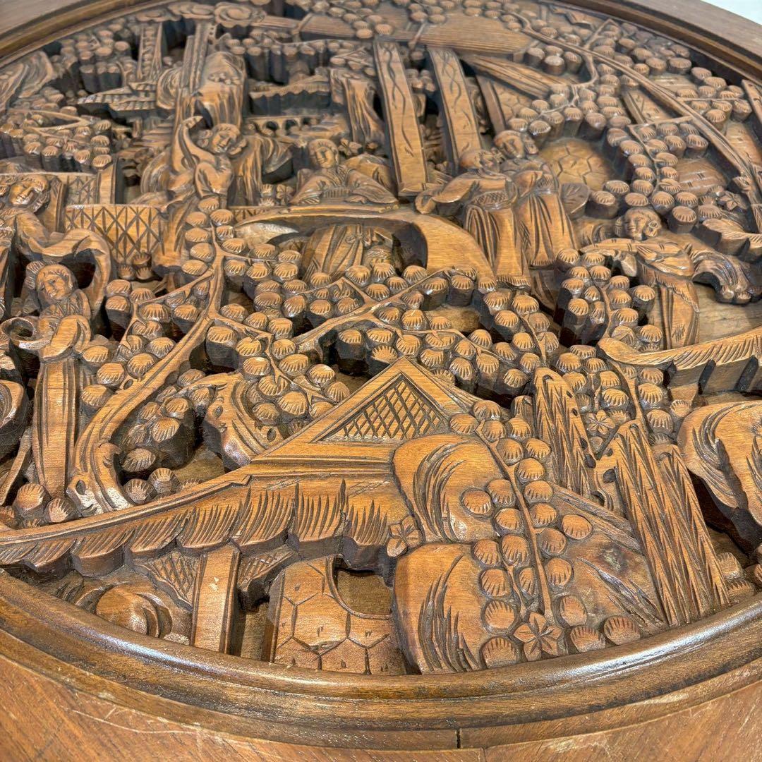 アンティーク彫刻家具 座卓 ちゃぶ台 猫脚 骨董　中国　ローテーブル