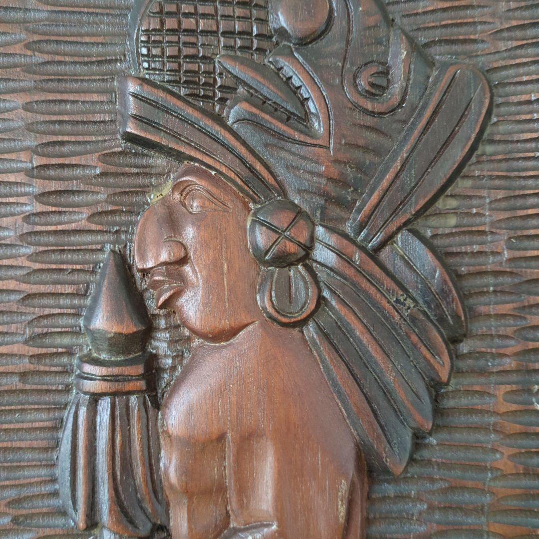 Honduras/ホンデュラス木彫りレリーフ置物 壁掛け　ヴィンテージ置物