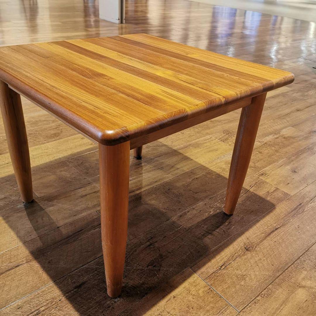 【美品】IDC大塚家具 エンドテーブル 天然木 チーク無垢材 机 サイドテーブル