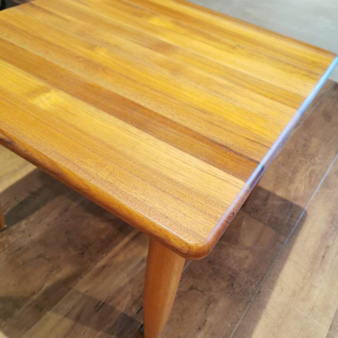 【美品】IDC大塚家具 エンドテーブル 天然木 チーク無垢材 机 サイドテーブル