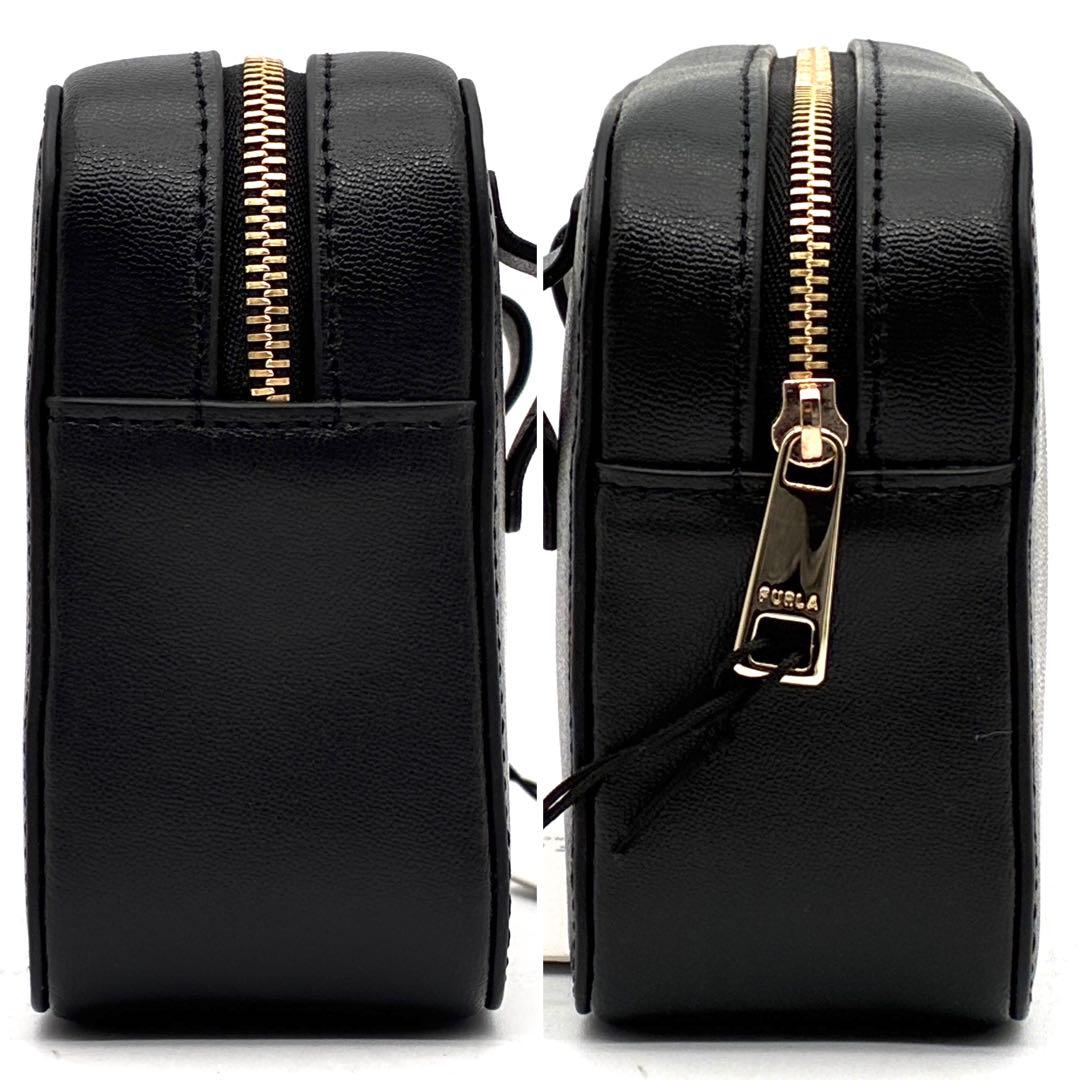未使用保管品 フルラ ボディバッグ レザー ロゴ 斜め掛け レディース ブラック
