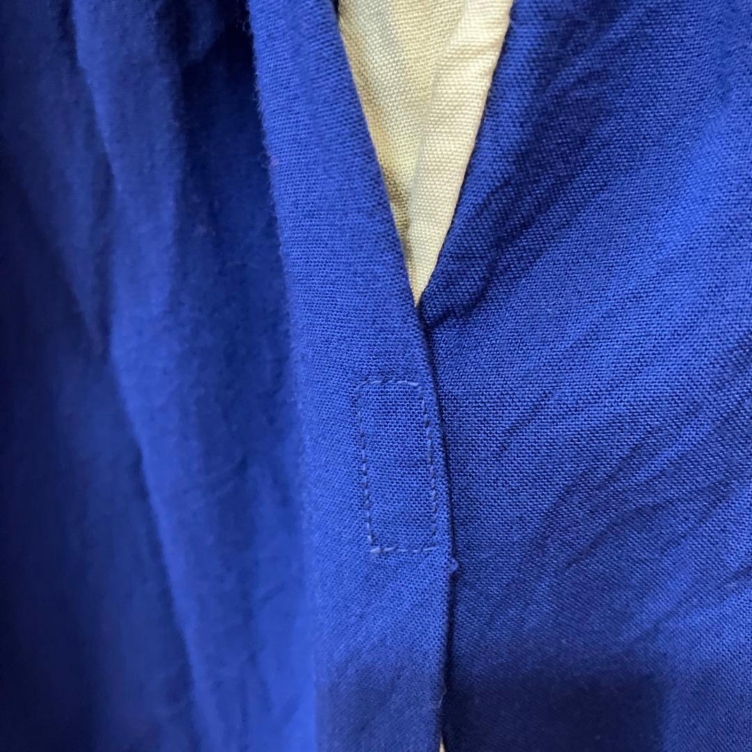 ボーリングシャツ　半袖シャツ　ブルー　チェーンステッチ　NATNAST