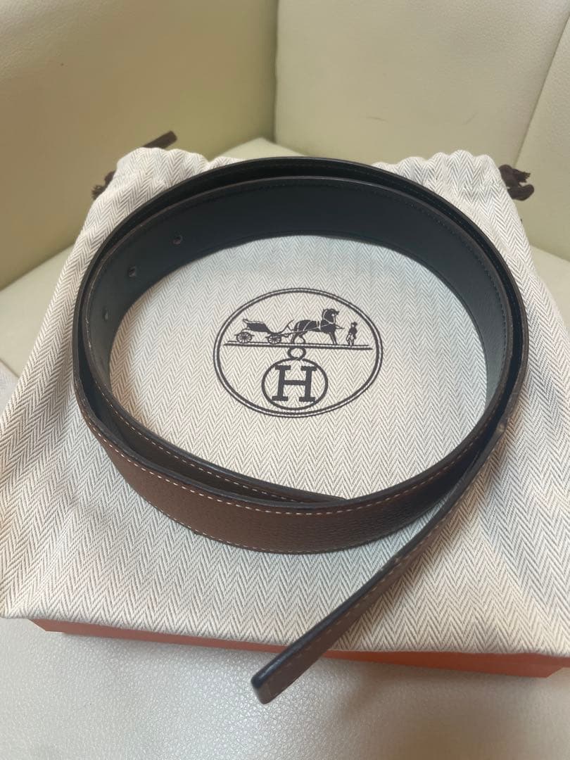 HERMES エルメス H型ゴールド　バックル リバーシブル　ベルト　85