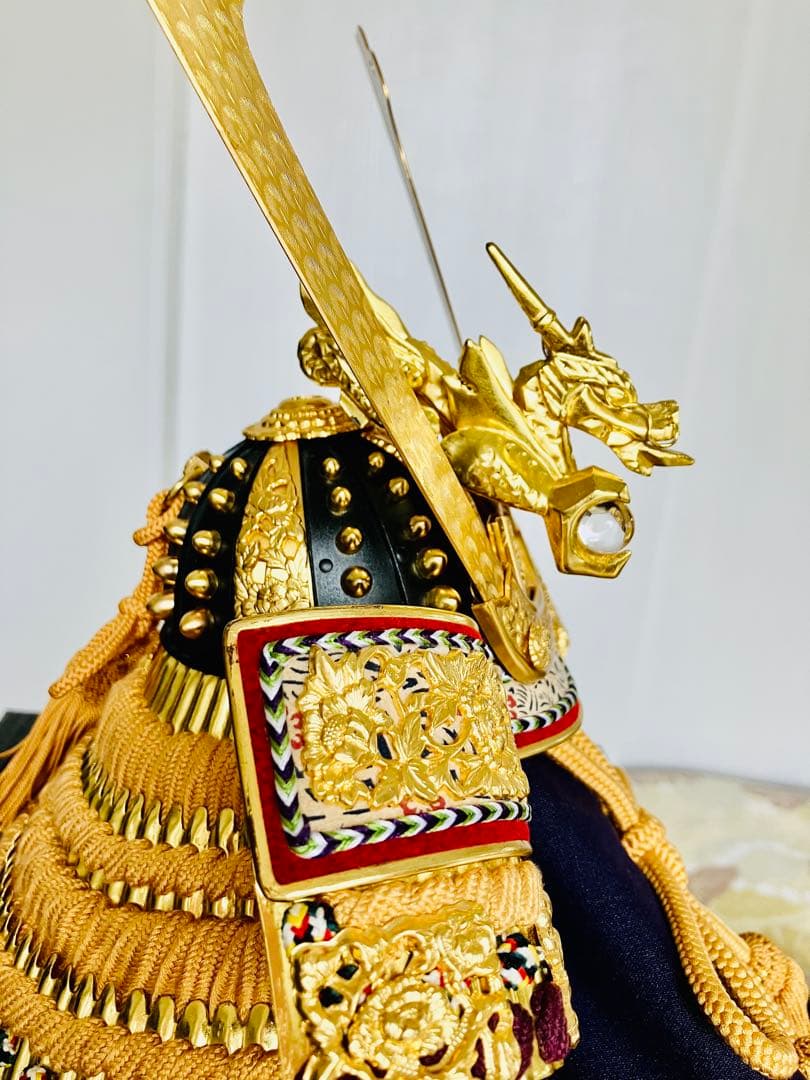 【美品】五月人形　12号　平安武久作　兜飾り　金　ゴールド