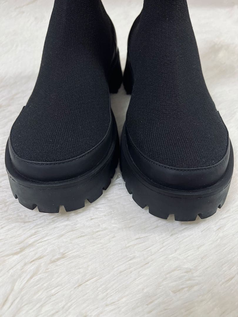 2024AW 美品 emmi 撥水 軽量 eco ニットブーツ ブラック 24