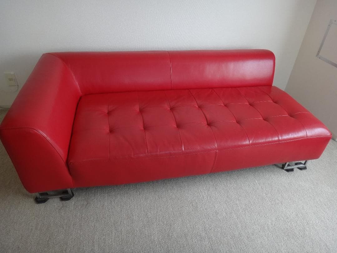 大塚家具 IDC L/S COMFORT 11 革張り 2人掛け 赤ソファ