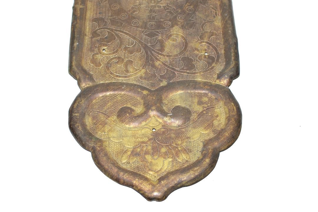 江戸時代 唐花輪宝文 毛彫 金銅板