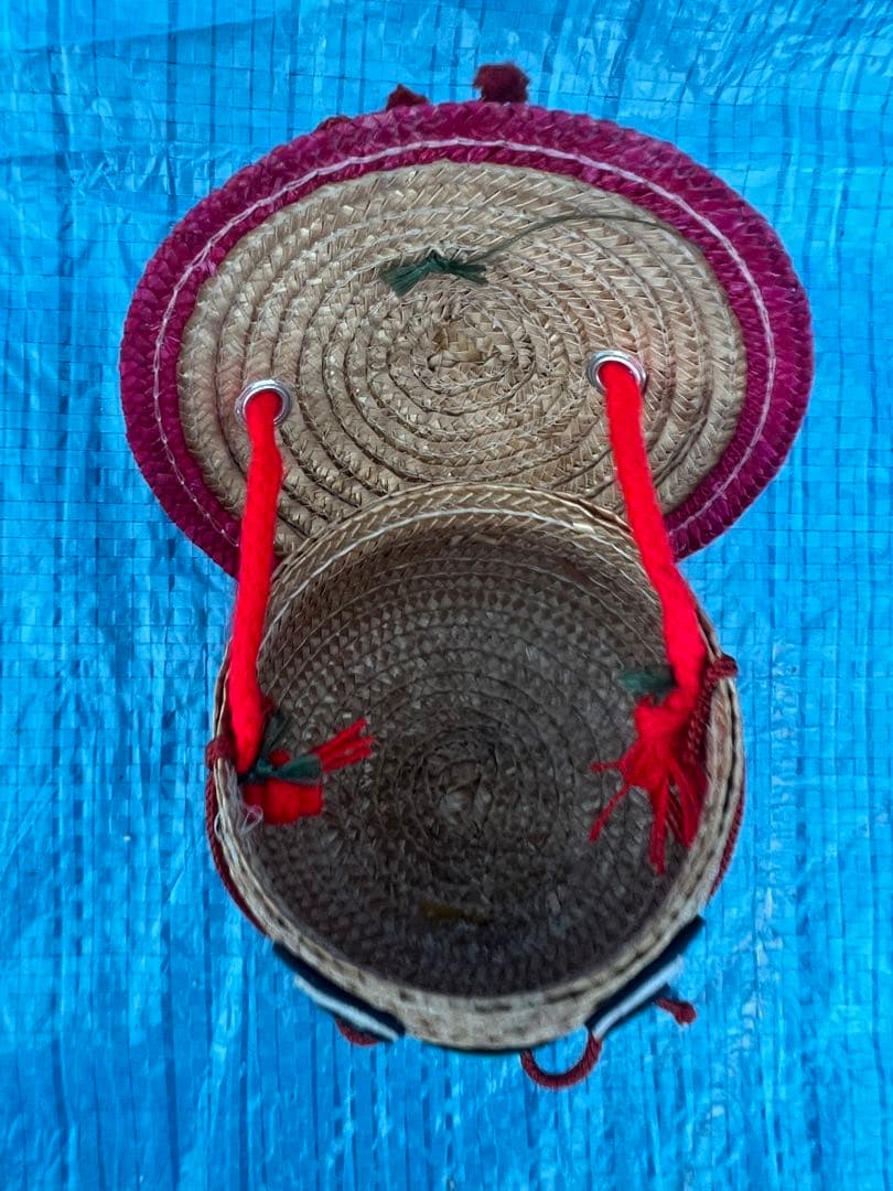 【O-1059】麦わら 小物入れ 置物 工芸品 お土産