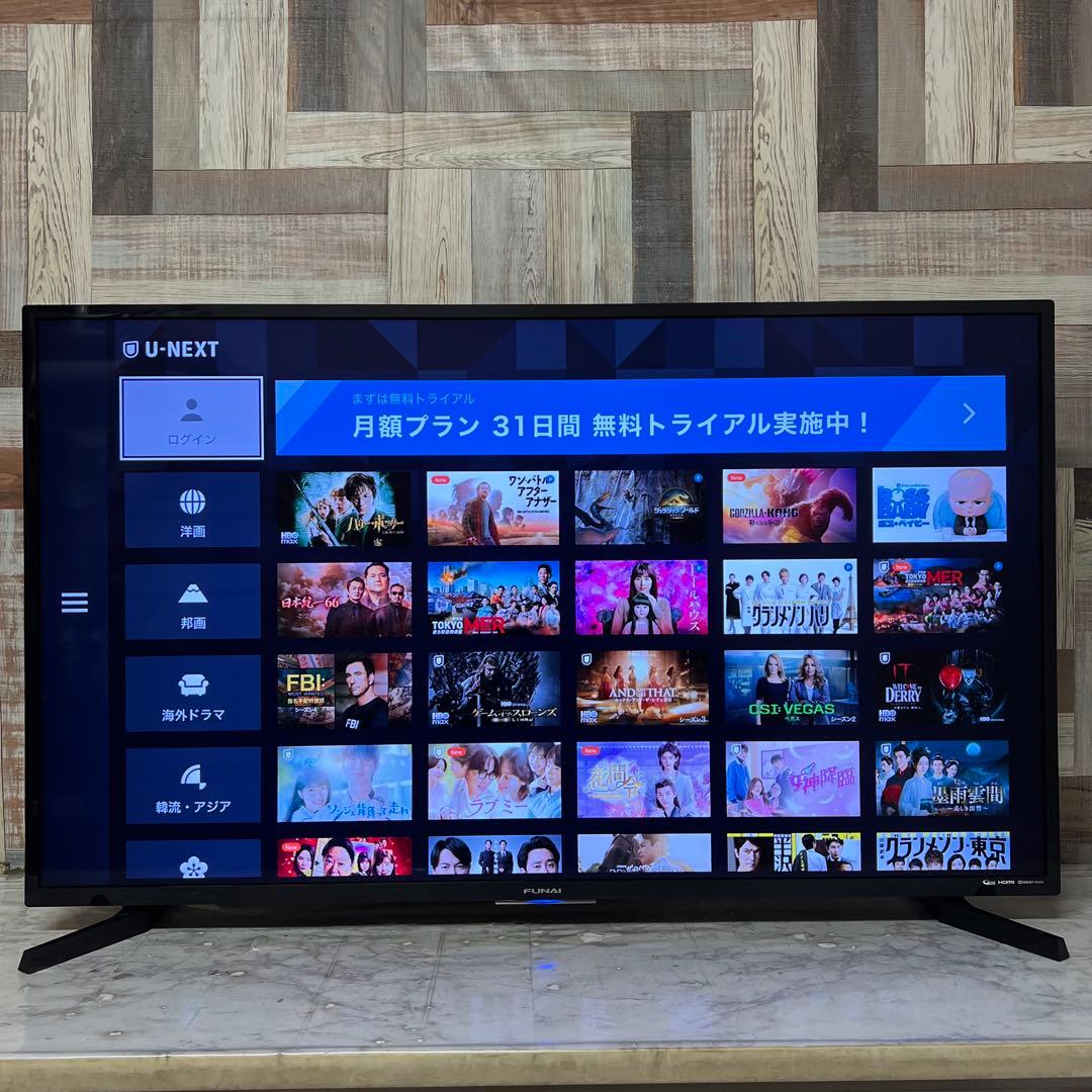 リクエスト価格❣️全国送料込フナイ49型4チューナー内蔵録画機能付1TB ネット