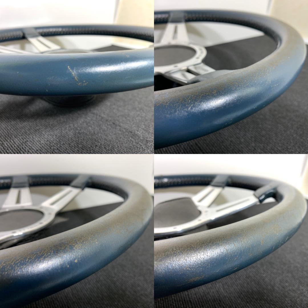 レカラ MK9 ネイビー系レザーステアリング 36.5パイ ポリッシュスポーク