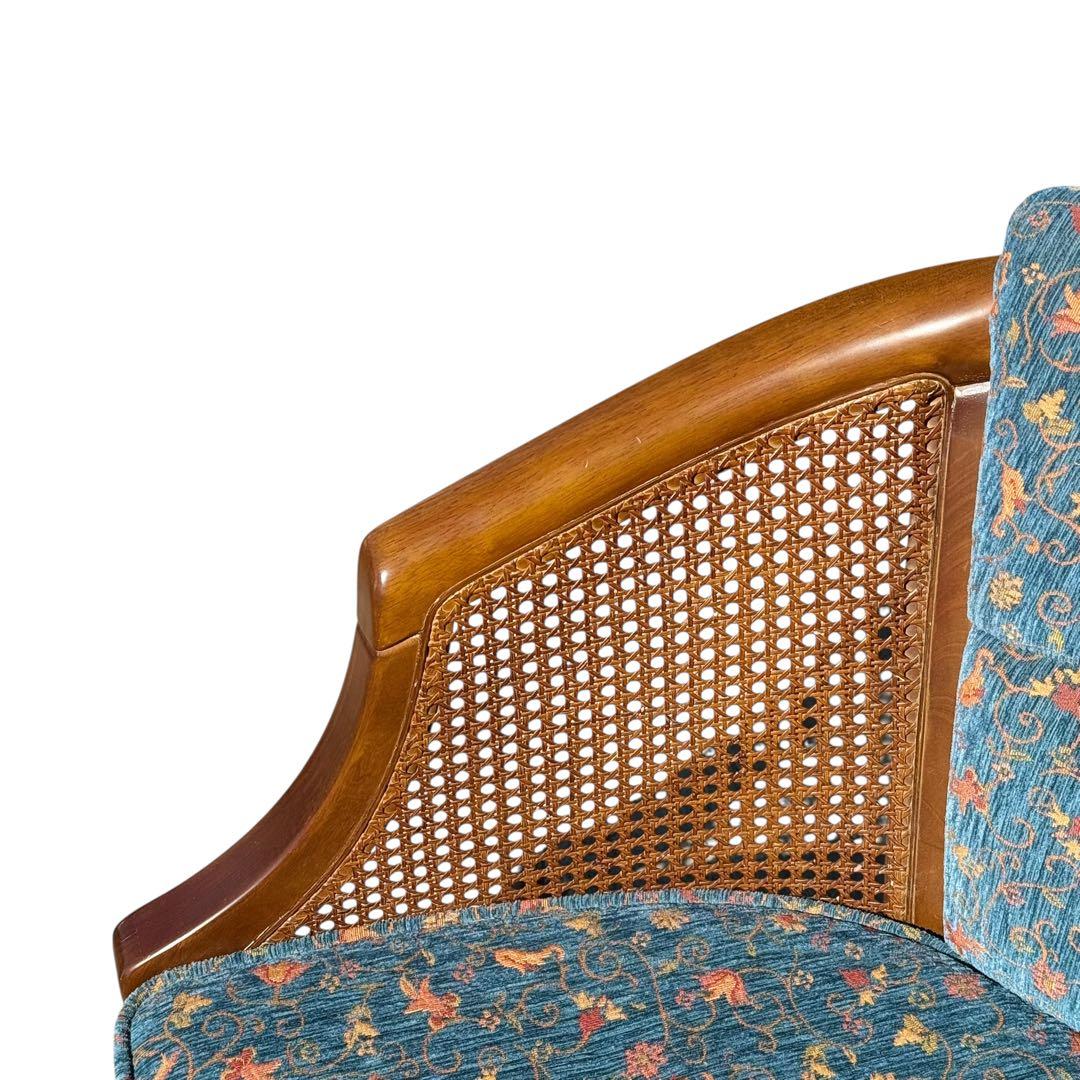 KZ032 【廃盤】三越ブルージュ　カントリーハウス　籐　1Pソファ　小花柄