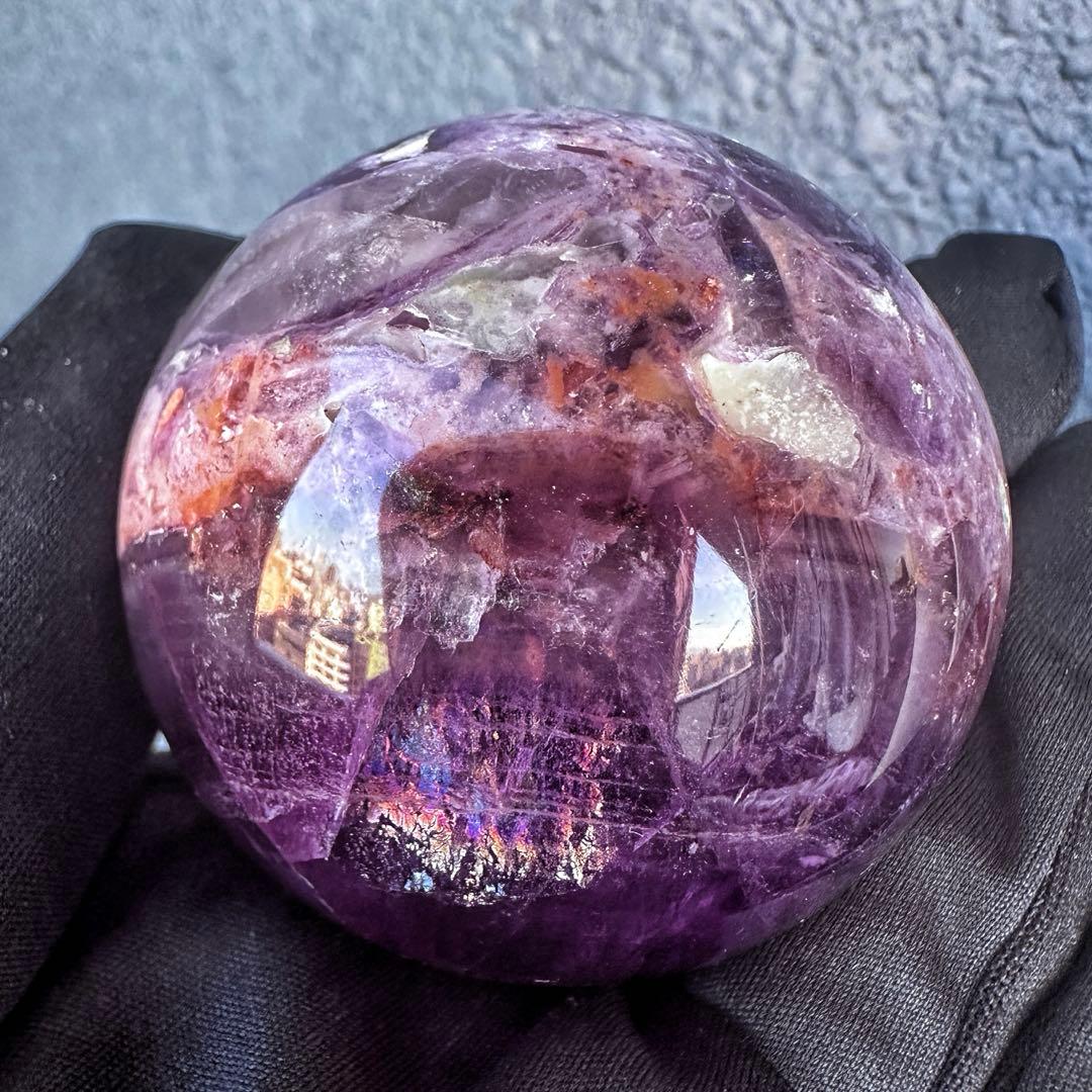 爆レア❗️レインボー☆フローライト 丸玉☆癒しパワーパワーストーン天然石A1153