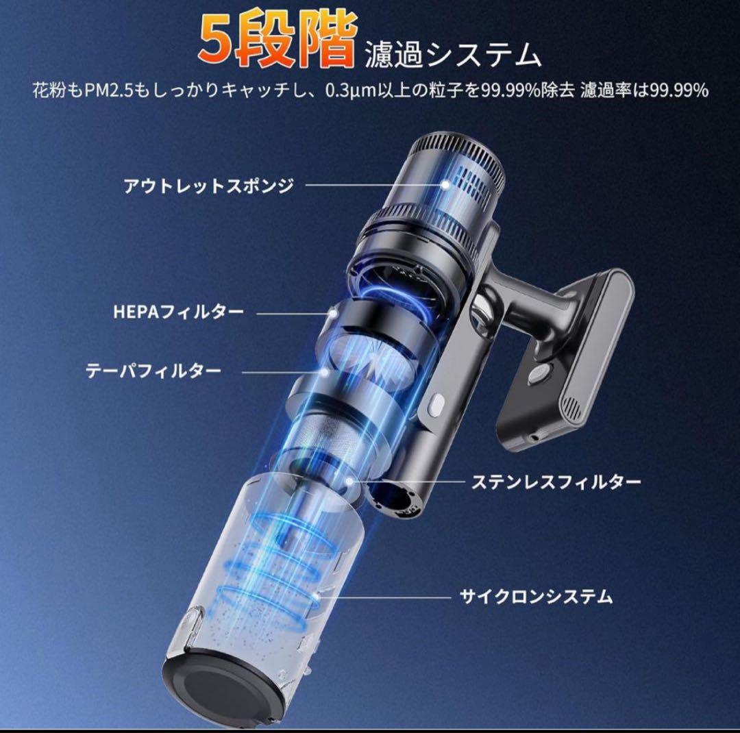 掃除機 コードレス 強力吸引 35000Pa サイクロン 伸縮型 水拭き
