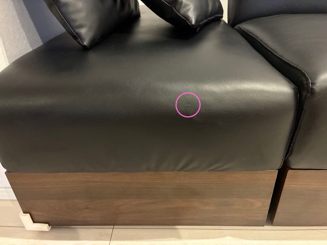 モダンデコ　2WAYソファ PUブラック×ウォールナット