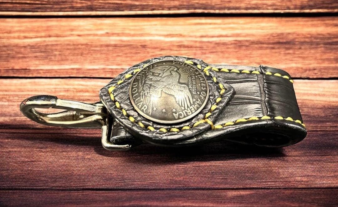 全クロコ 本革 コンチョ ベルトループ キーホルダー Gravy Leather