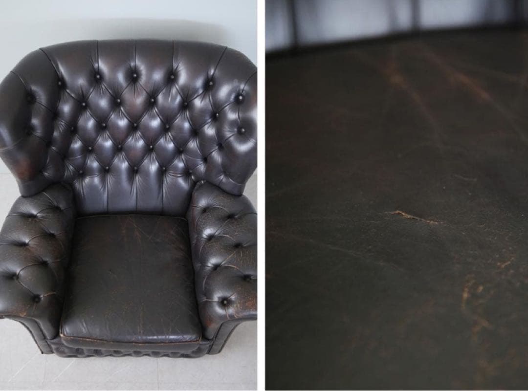 サ*️様 英国アンティークチェスターフィールドアームチェア/本革レザーソファー8