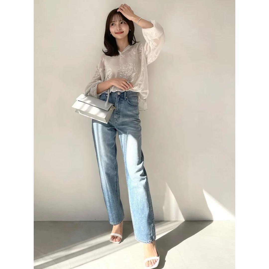 スキッパーネックオパールブラウス エクリュ アニュアンス